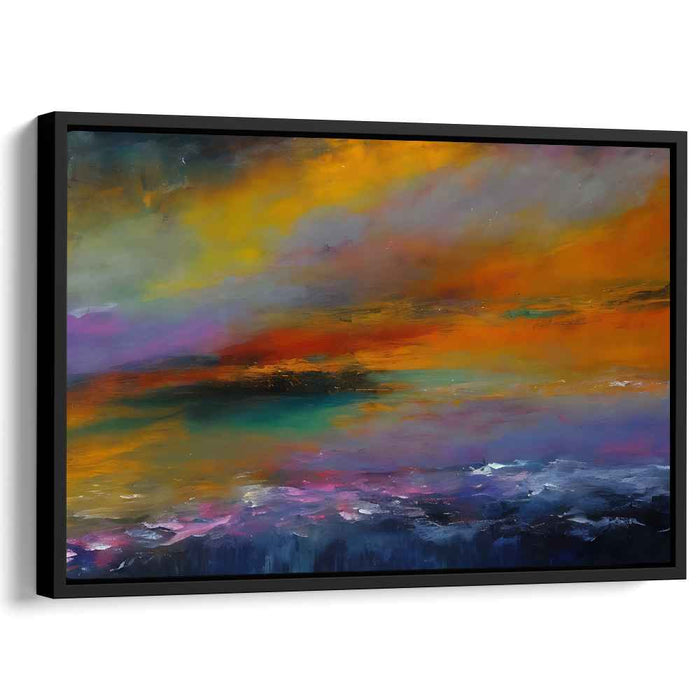 Seascape Meltdown: Abstract Expressionist Sunset Over Ocean Canvas Art Print