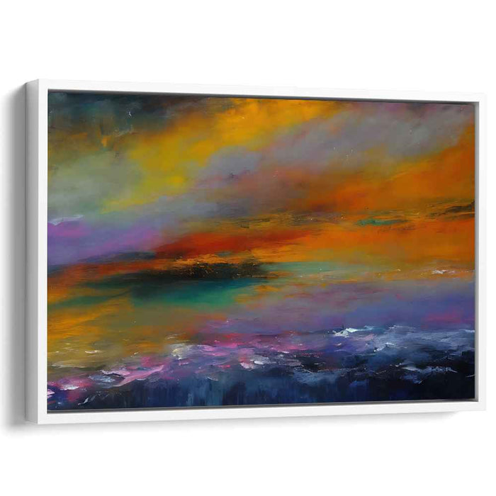 Seascape Meltdown: Abstract Expressionist Sunset Over Ocean Canvas Art Print