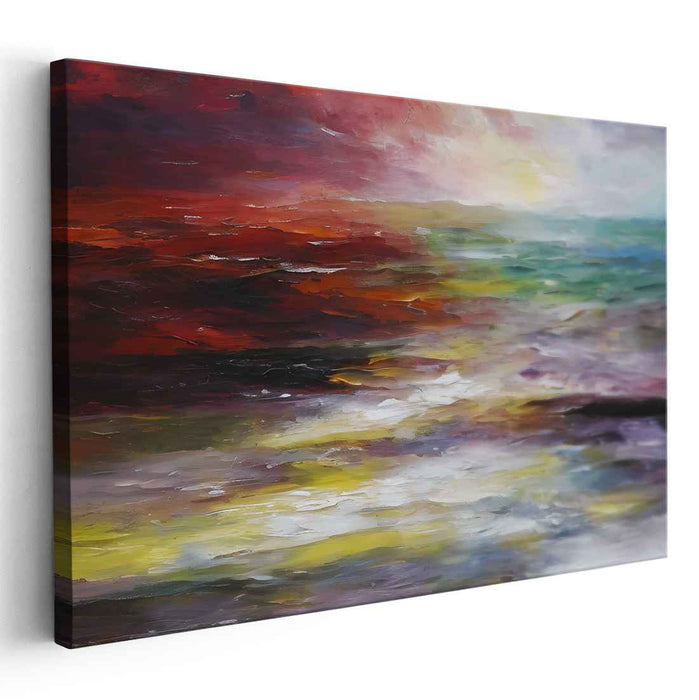 Flame Horizon: Abstract Seascape in Fiery Tones Canvas Art