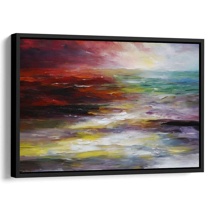 Flame Horizon: Abstract Seascape in Fiery Tones Canvas Art