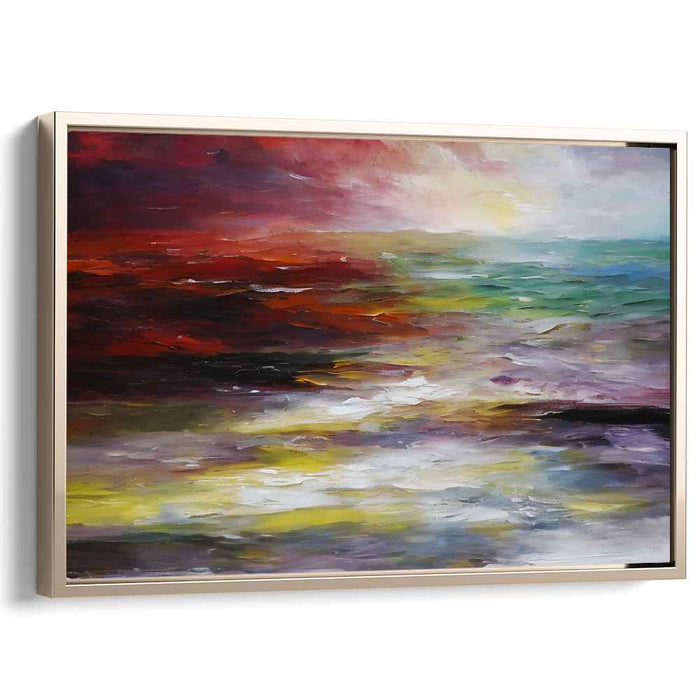 Flame Horizon: Abstract Seascape in Fiery Tones Canvas Art