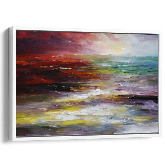 Flame Horizon: Abstract Seascape in Fiery Tones Canvas Art