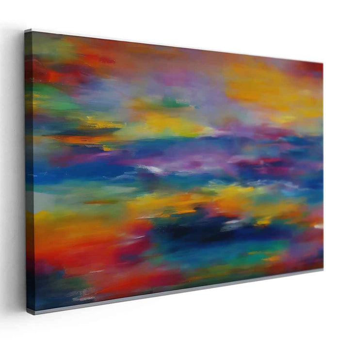 Chromatic Blast Abstract Canvas: Abstract Expressionist Color Explosion Canvas Art