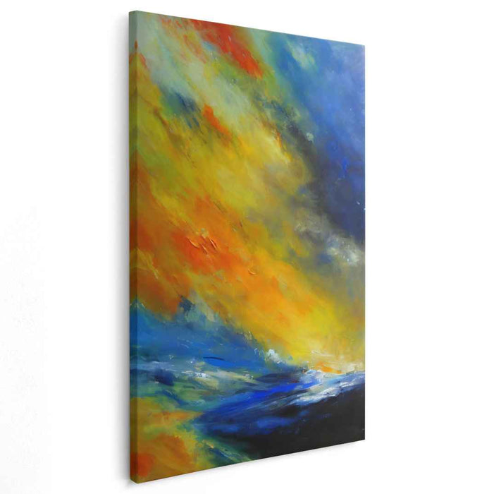 Burning Passion Abstract Impression: Abstract Expressionist Fiery Canvas Art Print