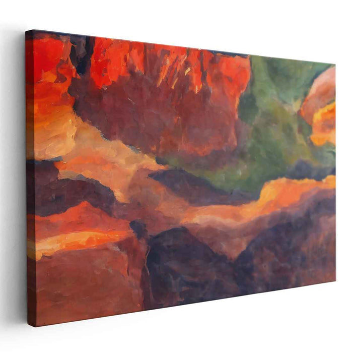 Fiery Canyons: Vivid Abstract Landscape Canvas Art