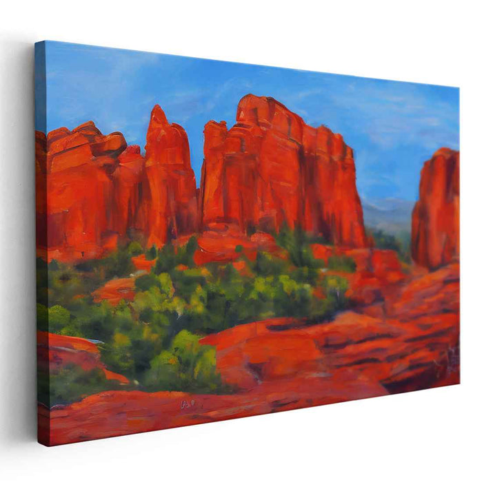 Red Rock Majesty: Vibrant Southwestern Landscape Canvas Art