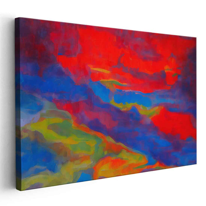 Chromatic Solace: Abstract Expressionist Red and Blue Canvas Art Print