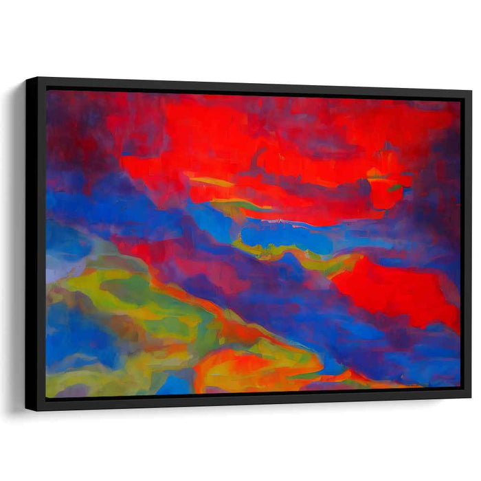 Chromatic Solace: Abstract Expressionist Red and Blue Canvas Art Print