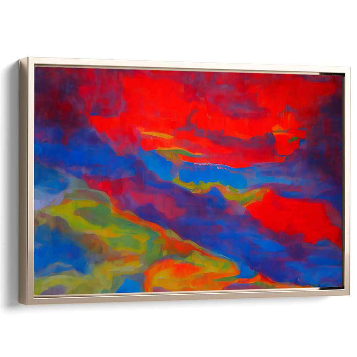 Chromatic Solace: Abstract Expressionist Red and Blue Canvas Art Print