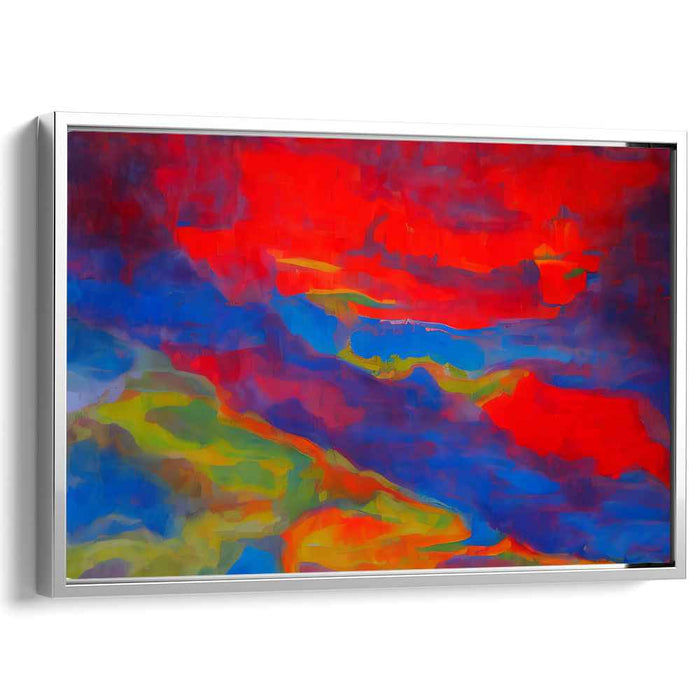 Chromatic Solace: Abstract Expressionist Red and Blue Canvas Art Print