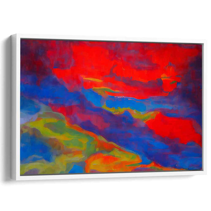 Chromatic Solace: Abstract Expressionist Red and Blue Canvas Art Print