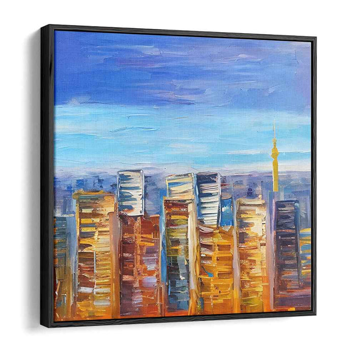 Urban Palette Symphony: Vibrant Cityscape Oil Canvas
