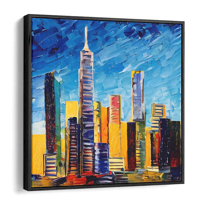Pulsating Cityscape Pulse Painting: Vibrant Urban Horizon Canvas Art
