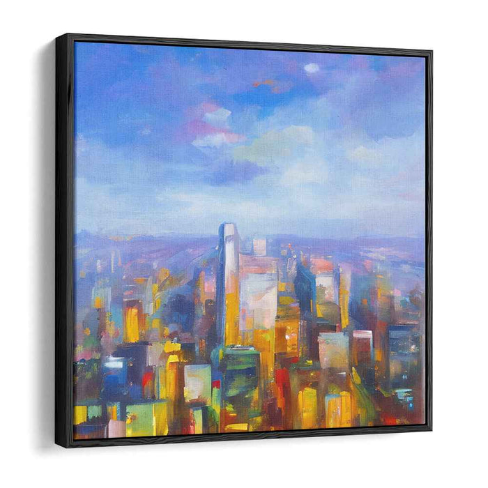 Urban Mirage at Dawn: Sunrise Over Urban Horizon Vibrant Canvas Art