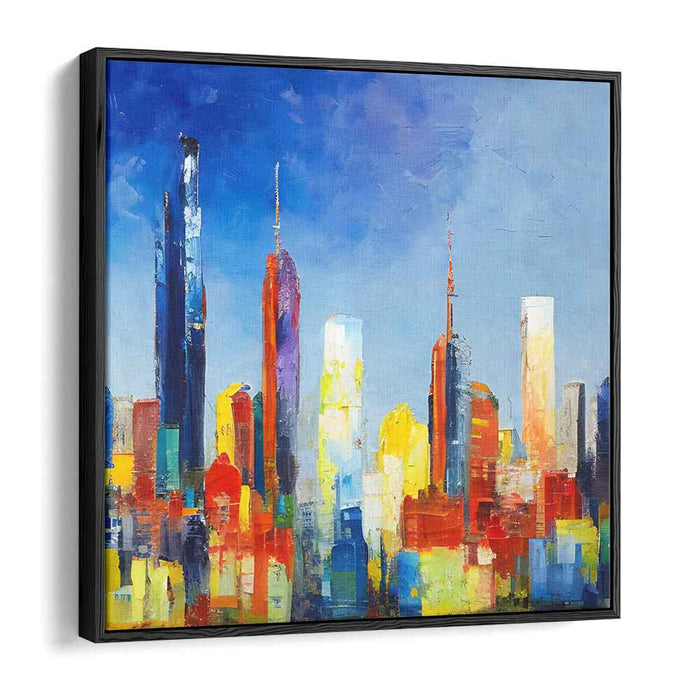 Cityscape Spectrum Dreams: Vibrant Urban Horizon Canvas Art