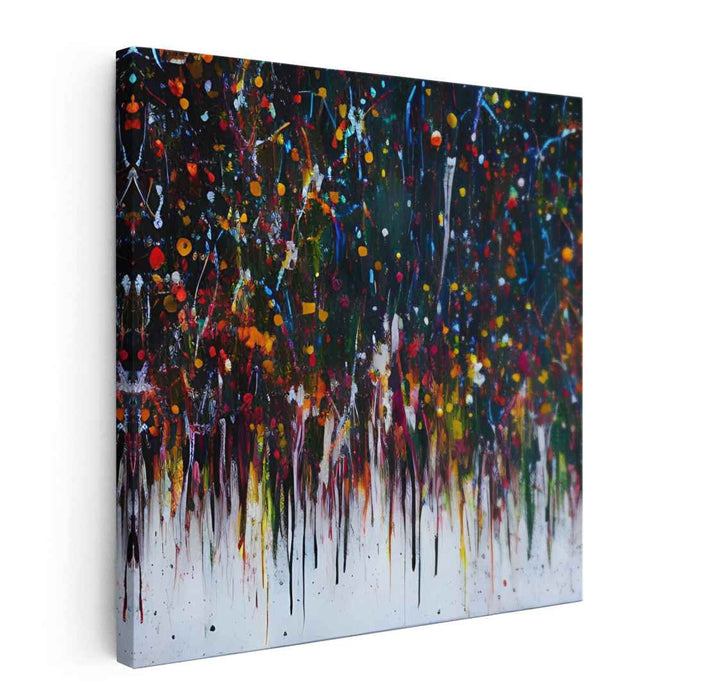 Chaos in Color Dance: Abstract Expressionist Drip Canvas Art Print