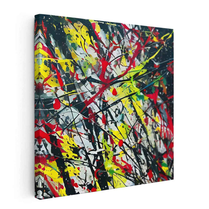 Vibrant Fire Dance Mirage: Abstract Expressionist Red and Yellow Canvas Art Print
