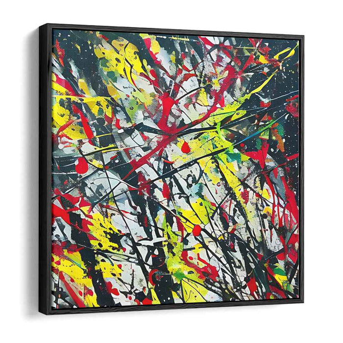 Vibrant Fire Dance Mirage: Abstract Expressionist Red and Yellow Canvas Art Print