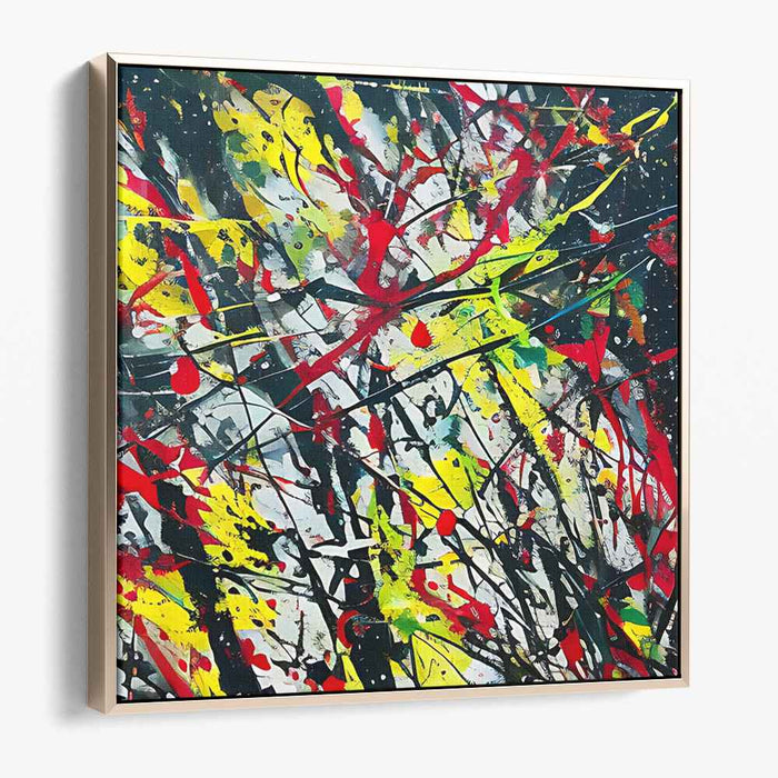 Vibrant Fire Dance Mirage: Abstract Expressionist Red and Yellow Canvas Art Print