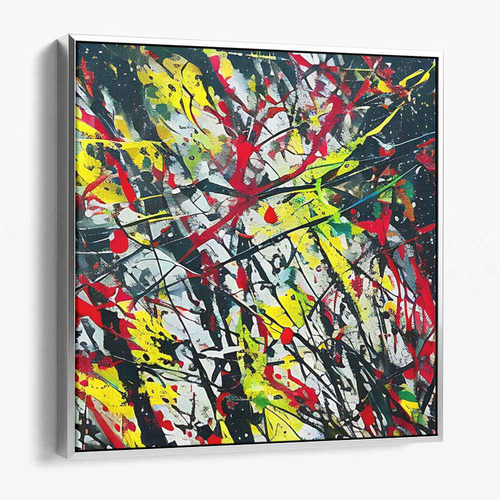 Vibrant Fire Dance Mirage: Abstract Expressionist Red and Yellow Canvas Art Print