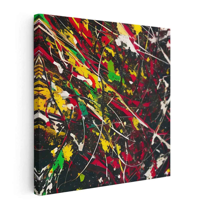 Chromatic Echoes Dance Freely: Abstract Expressionist Color Burst Canvas Art