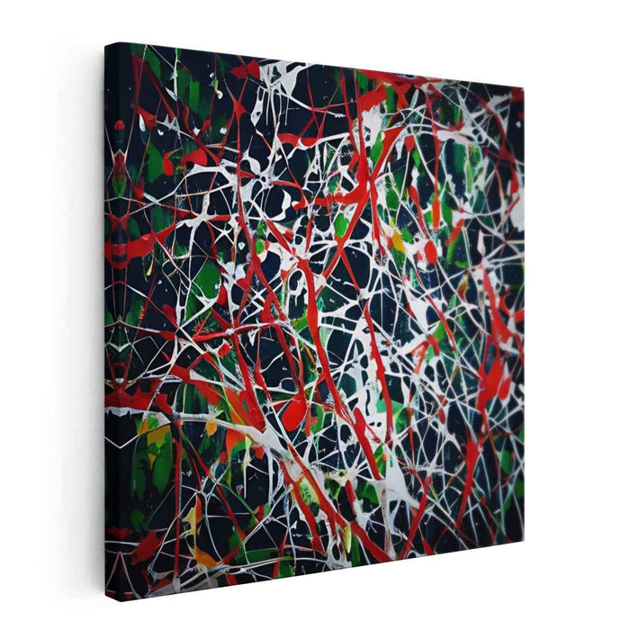 Dynamic Rhythms: Abstract Expressionist Drip Painting on Canvas