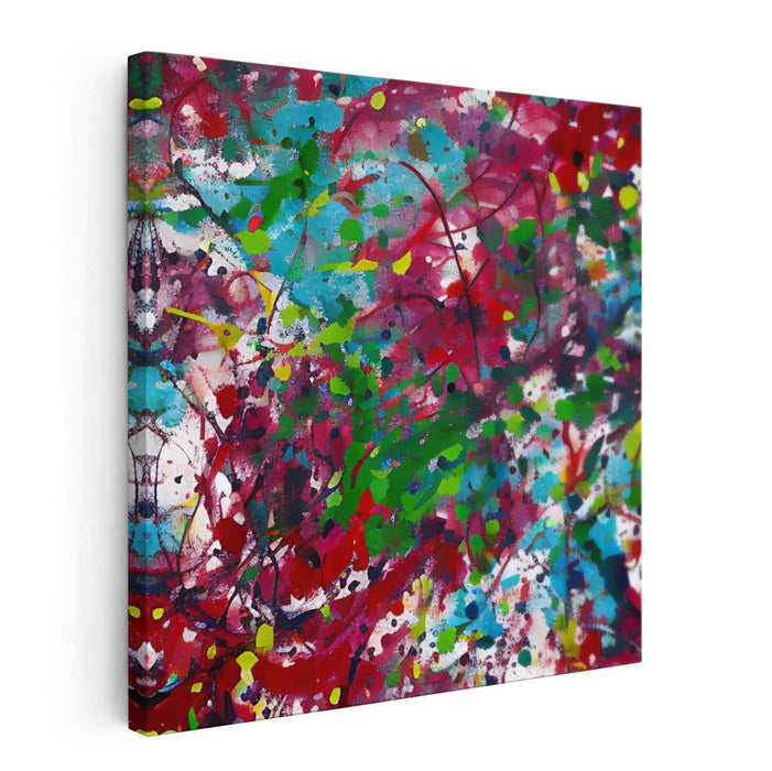 Chromatic Burst Abstraction: Abstract Expressionist Color Explosion Canvas Art Print