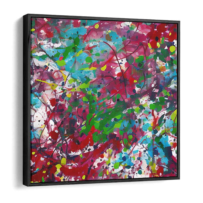 Chromatic Burst Abstraction: Abstract Expressionist Color Explosion Canvas Art Print