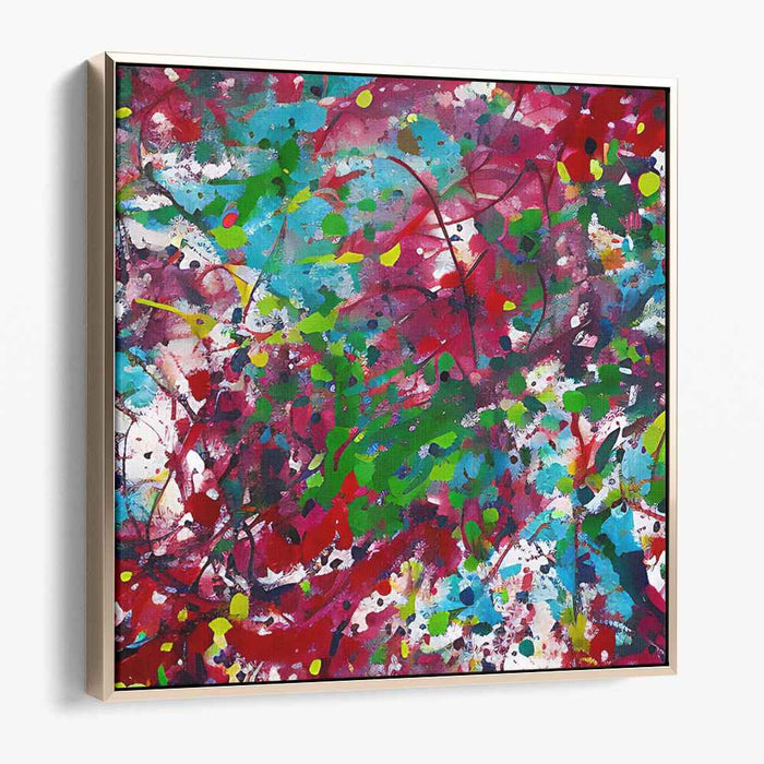 Chromatic Burst Abstraction: Abstract Expressionist Color Explosion Canvas Art Print