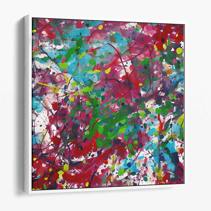 Chromatic Burst Abstraction: Abstract Expressionist Color Explosion Canvas Art Print