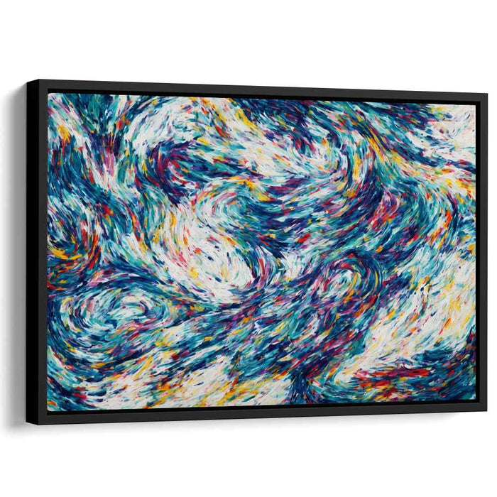 Electric Blue Embrace: Dynamic Blue Abstract Canvas Art