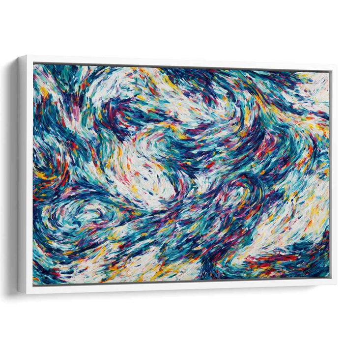 Electric Blue Embrace: Dynamic Blue Abstract Canvas Art