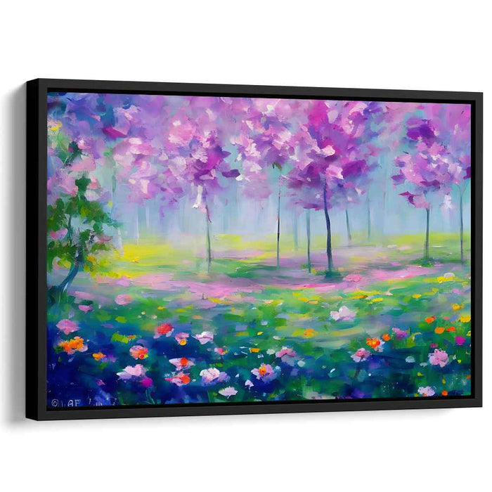 Serenade of Whispering Blossoms: Impressionist Forest in Bloom Canvas Art