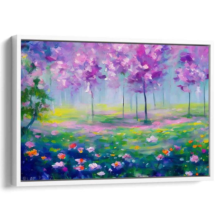 Serenade of Whispering Blossoms: Impressionist Forest in Bloom Canvas Art