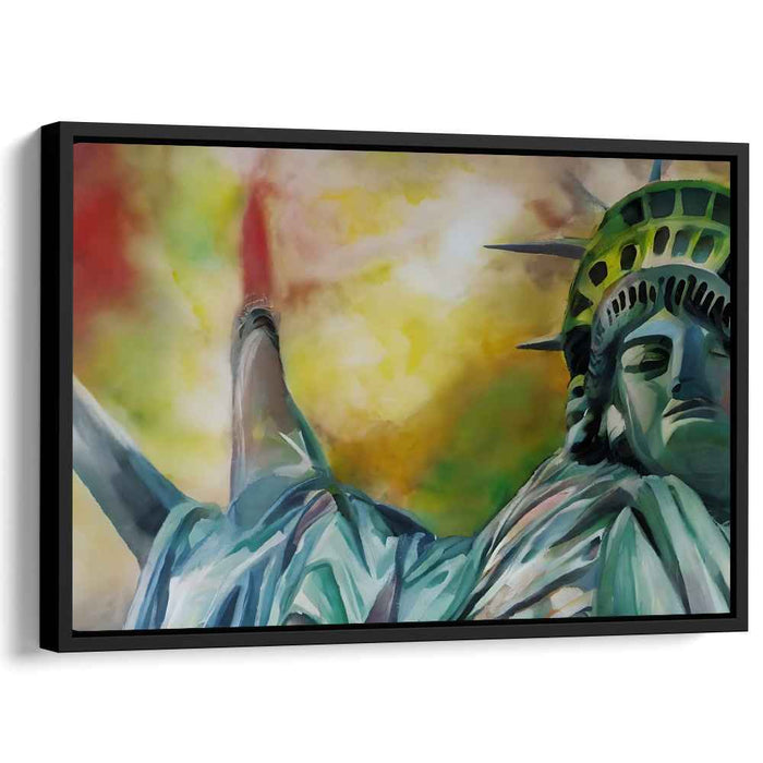 Ethereal Freedom: Abstract Expressionist Statue of Liberty Canvas Art Print