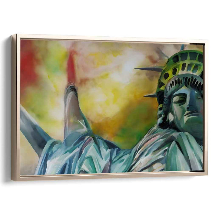 Ethereal Freedom: Abstract Expressionist Statue of Liberty Canvas Art Print