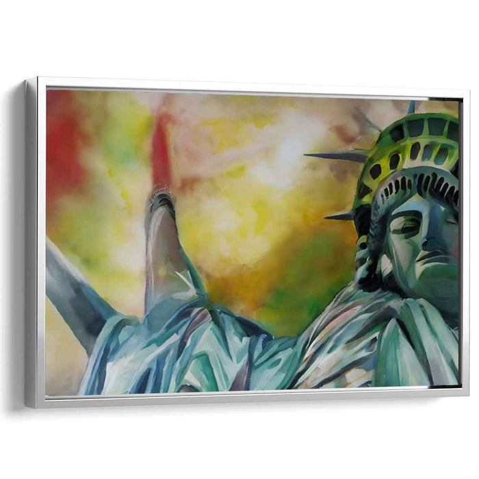 Ethereal Freedom: Abstract Expressionist Statue of Liberty Canvas Art Print