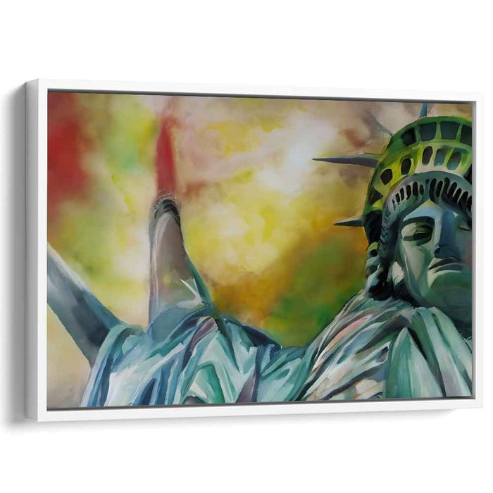 Ethereal Freedom: Abstract Expressionist Statue of Liberty Canvas Art Print