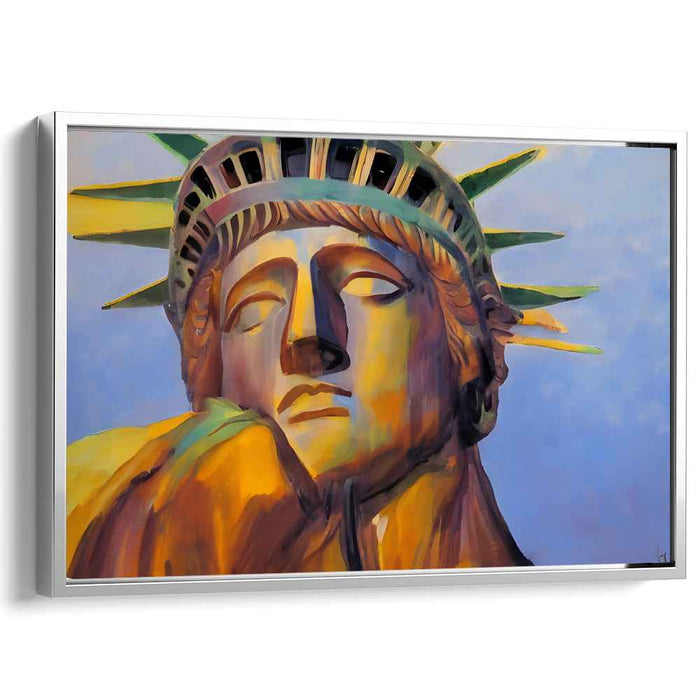 Reflective Liberty: Impressionistic Statue of Liberty Canvas Art