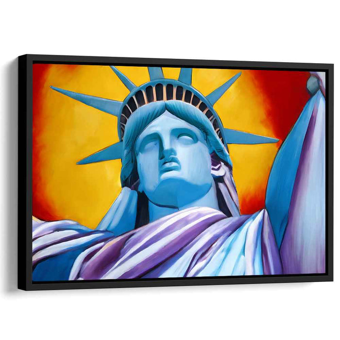 Electric Liberty Glow: Bold and Vibrant Statue of Liberty Canvas Art Print