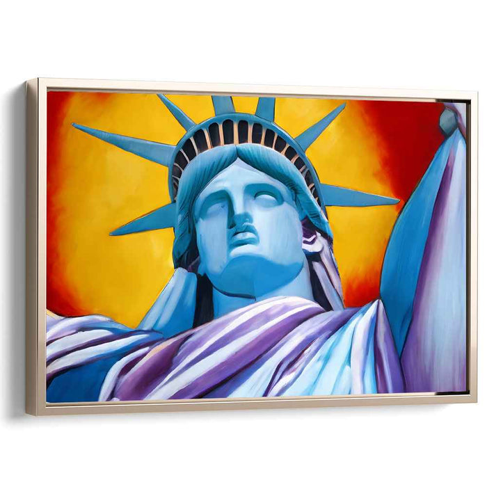 Electric Liberty Glow: Bold and Vibrant Statue of Liberty Canvas Art Print