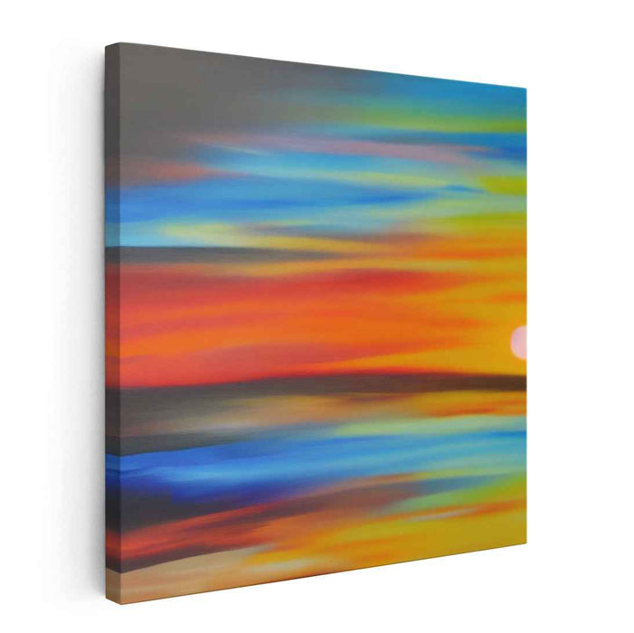 Vivid Mirage Dusk Palette: Abstract Expressionist Sunset Canvas Art