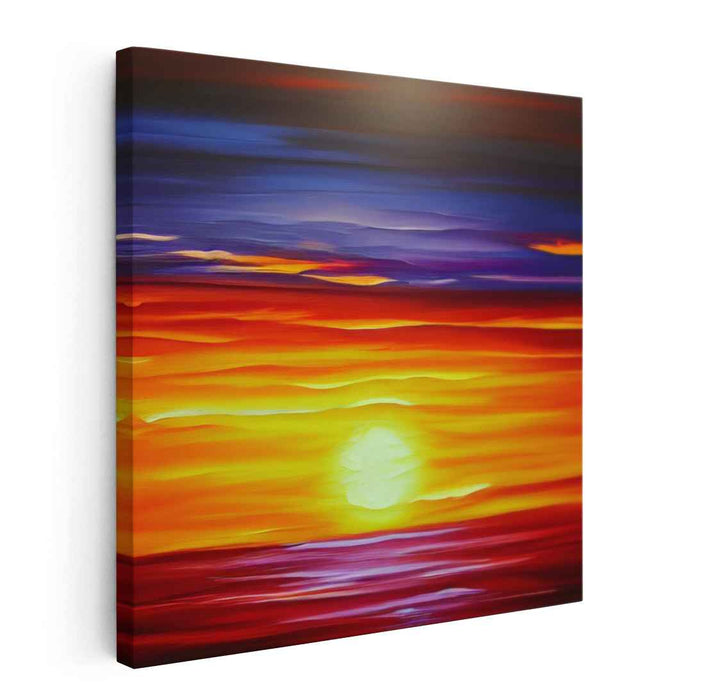 Tranquil Radiance: Sunset Over Calm Waters Canvas Art Print