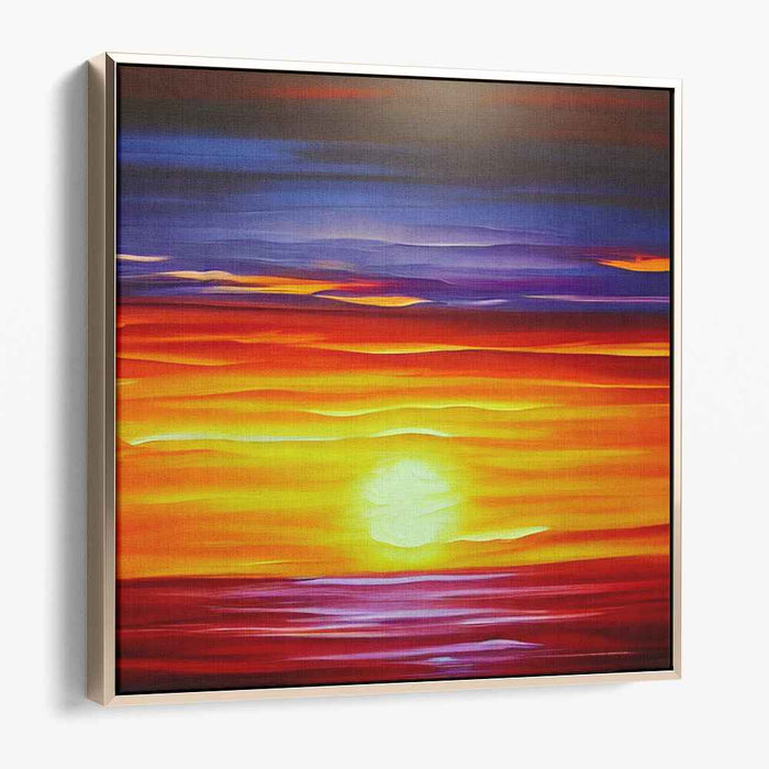 Tranquil Radiance: Sunset Over Calm Waters Canvas Art Print