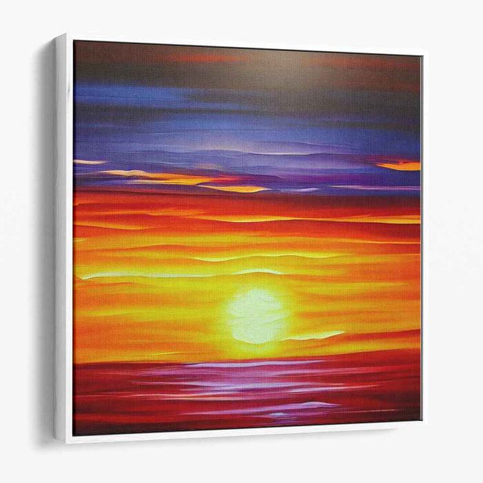 Tranquil Radiance: Sunset Over Calm Waters Canvas Art Print