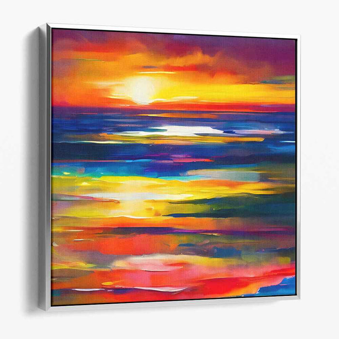 Dusk's Ocean Melody: Vivid Sunset Seascape Canvas Art