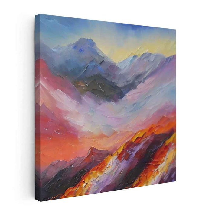 Echoes Of Rocky Heights: A Vivid Mountain Landscape Canvas Art