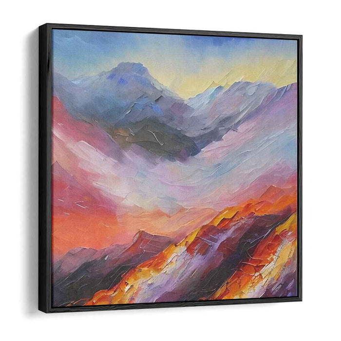 Echoes Of Rocky Heights: A Vivid Mountain Landscape Canvas Art