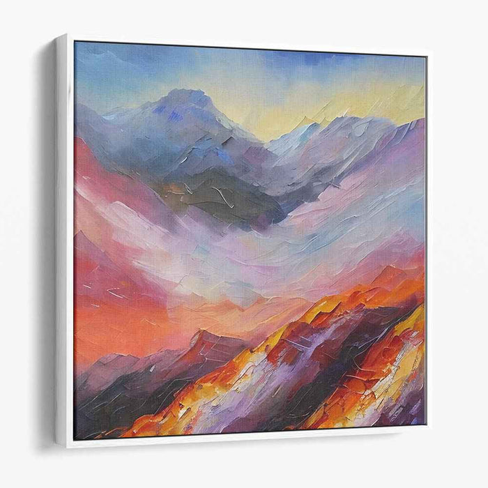 Echoes Of Rocky Heights: A Vivid Mountain Landscape Canvas Art