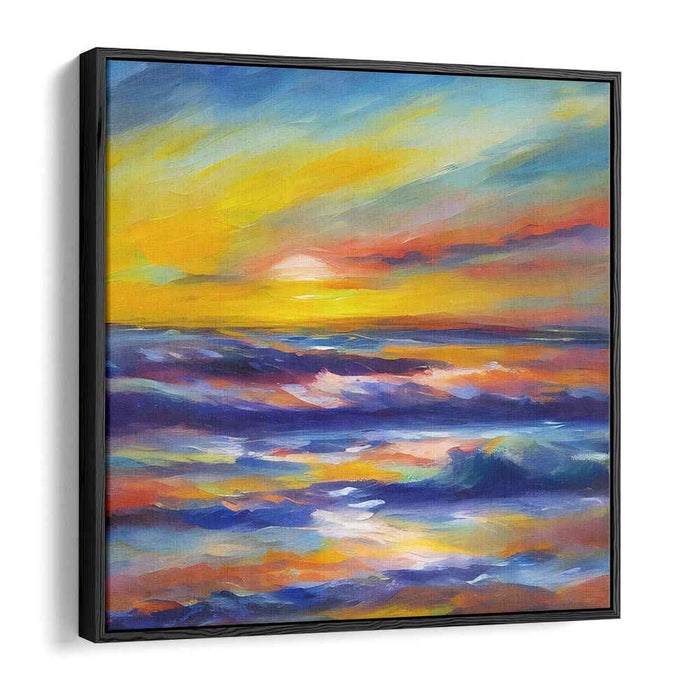 Melting Horizons: Luminous Seascape Sunset Canvas Art